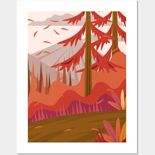 Autumn Nature Illustration Posters and Art